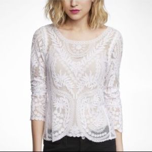 Express Chrochet/Lace 3/4 Sleeve Top - EUC XS